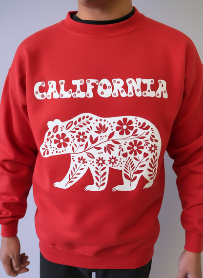 Floral Bear California Sweatshirt | Royal Blue Crewneck
