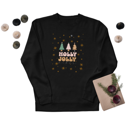 Holly Jolly Vibes Sweatshirt | Minimalist Christmas Crewneck | Cozy Neutral Holiday Sweater | Retro Christmas Tree Pullover