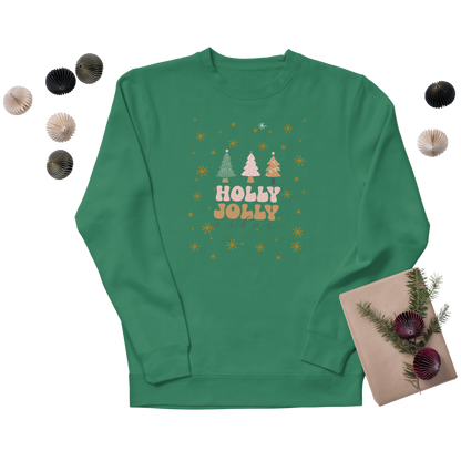 Holly Jolly Vibes Sweatshirt | Minimalist Christmas Crewneck | Cozy Neutral Holiday Sweater | Retro Christmas Tree Pullover