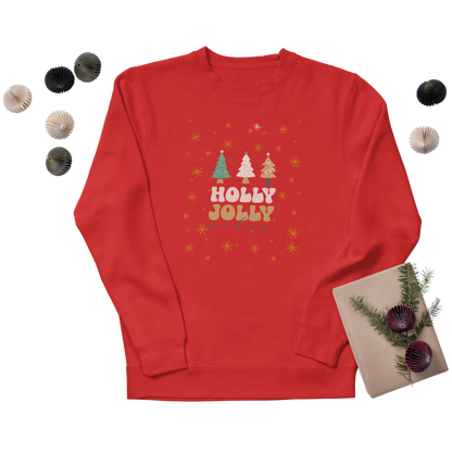Holly Jolly Vibes Sweatshirt | Minimalist Christmas Crewneck | Cozy Neutral Holiday Sweater | Retro Christmas Tree Pullover