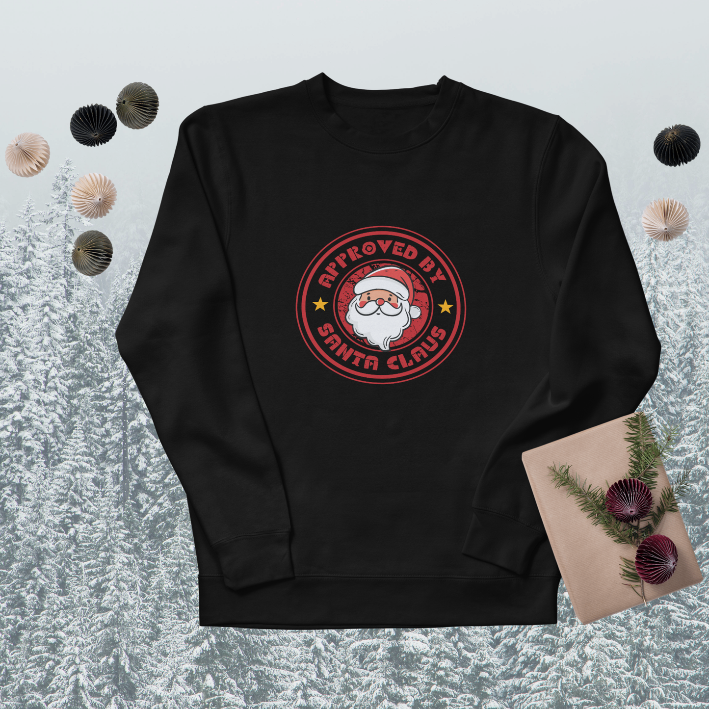 Approved by Santa Claus Sweatshirt | Funny Christmas Crewneck | Cozy Holiday Pullover | Retro Santa Sweater Gift