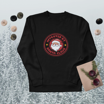 Approved by Santa Claus Sweatshirt | Funny Christmas Crewneck | Cozy Holiday Pullover | Retro Santa Sweater Gift