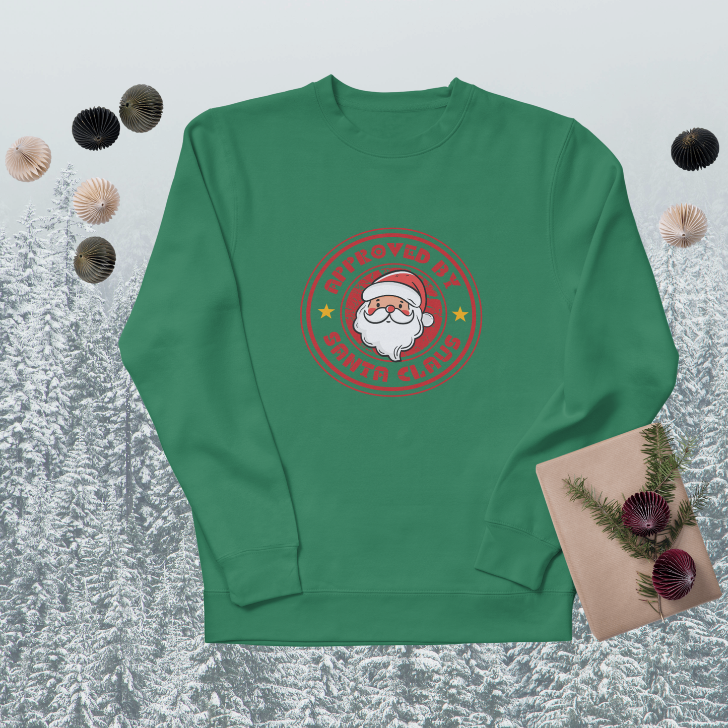 Approved by Santa Claus Sweatshirt | Funny Christmas Crewneck | Cozy Holiday Pullover | Retro Santa Sweater Gift