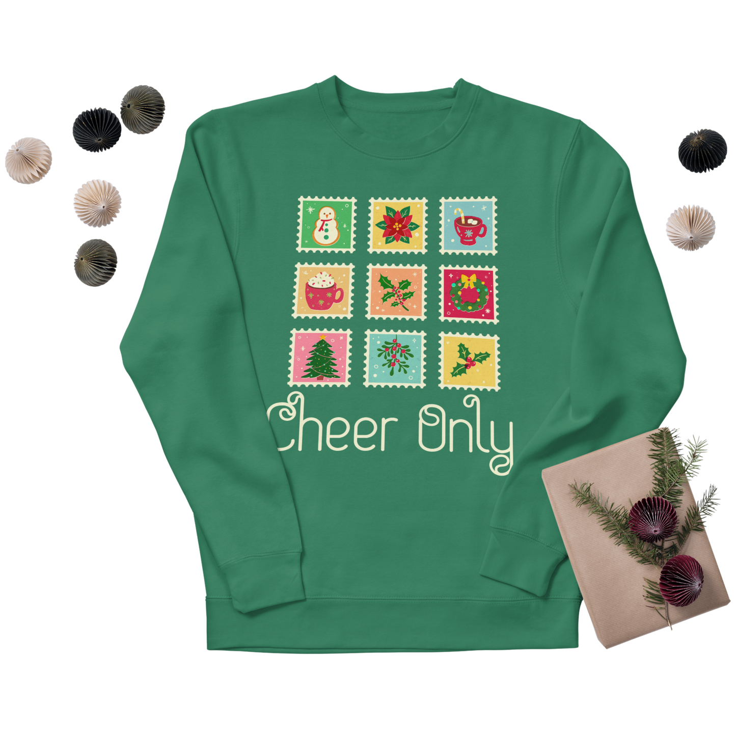 Cheer Only Christmas Sweatshirt | Cute Holiday Crewneck | Unisex Pullover | Retro Xmas Coffee Mug Sweater