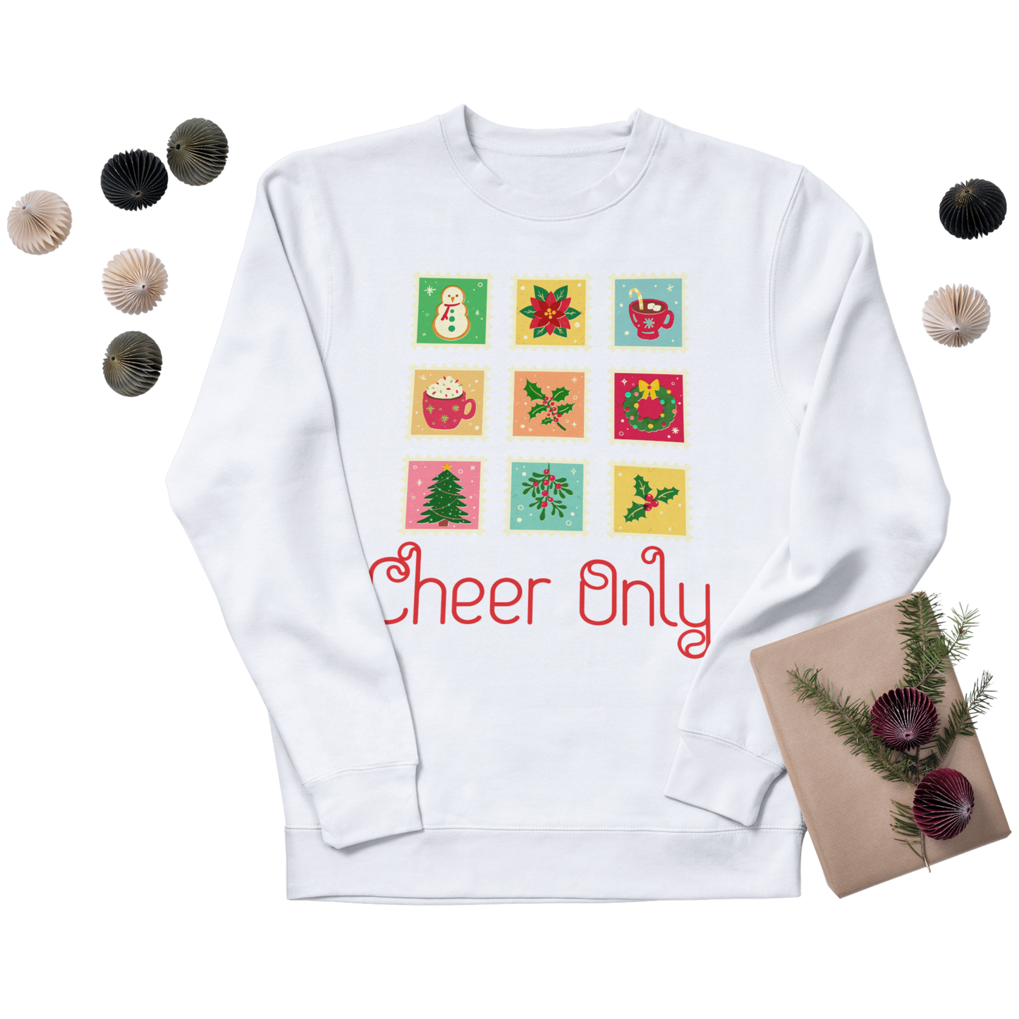 Cheer Only Christmas Sweatshirt | Cute Holiday Crewneck | Unisex Pullover | Retro Xmas Coffee Mug Sweater