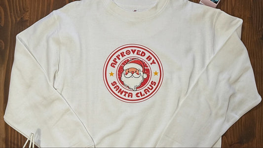 Approved by Santa Claus Sweatshirt | Funny Christmas Crewneck | Cozy Holiday Pullover | Retro Santa Sweater Gift